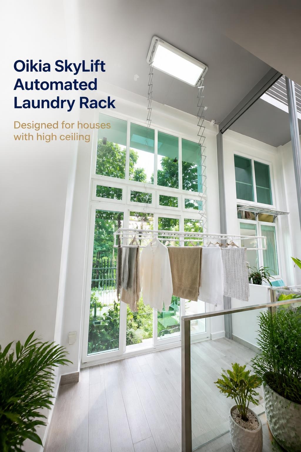 SkyLift Automated Laundry Rack - 4.2m drop down from ceiling - Image 4